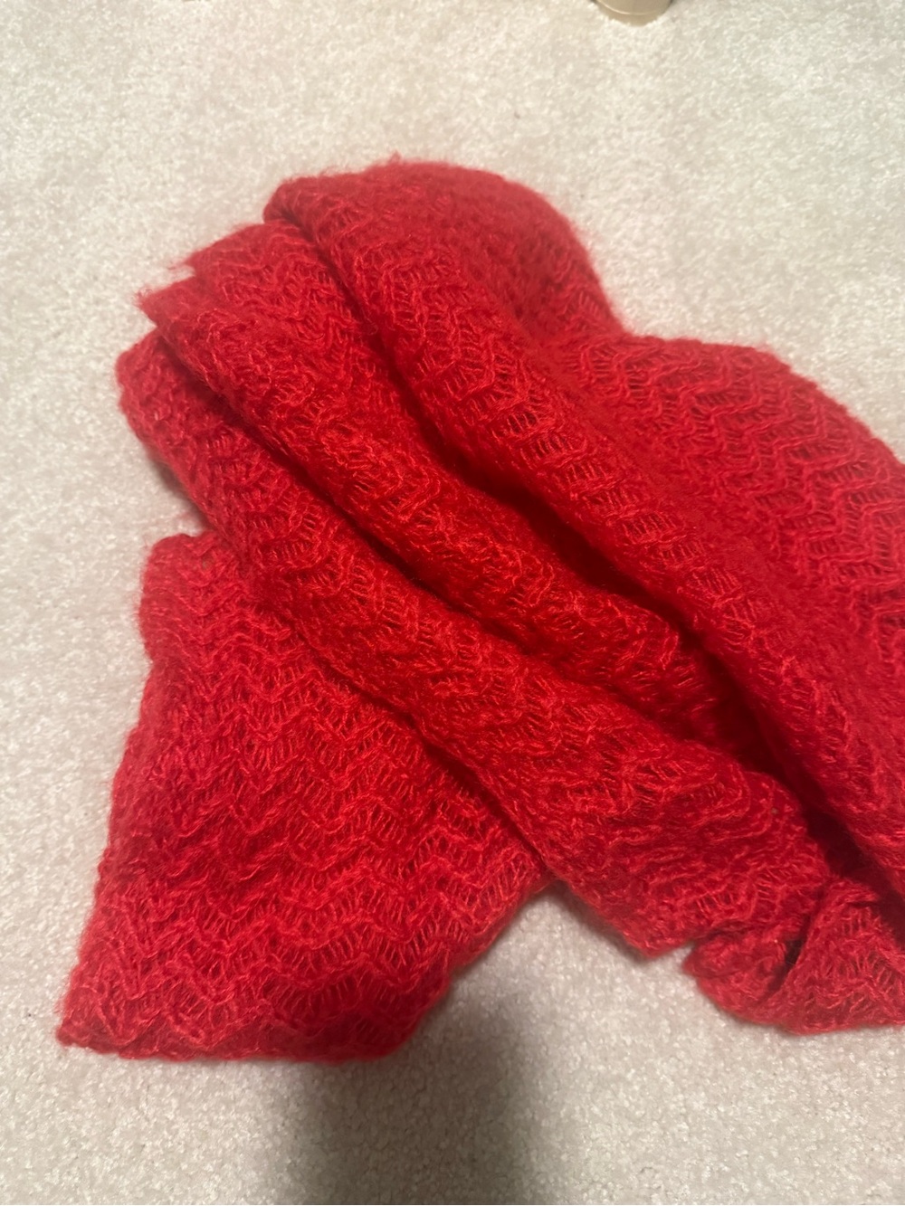 Source Unknown Red Textured Knit Scarf Wrap - Women's Accessory